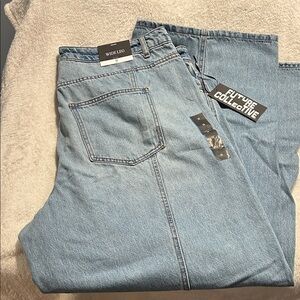 Future Collective Women's Light Blue Wide Leg Jeans Mid Rise